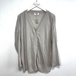 Nwot Double Zero Cardigan Sweater V Neck Long Sleeve Button Thermal Womens Gray